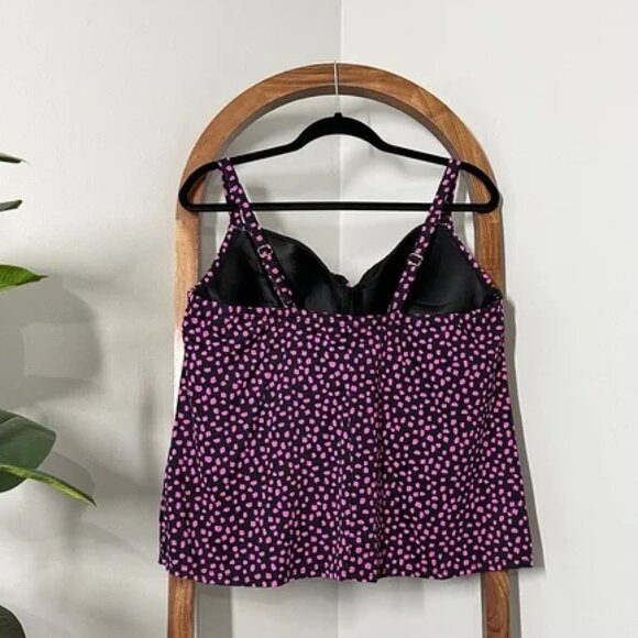 Swimsuits For All 20 Black Pink Spot Underwire Tankini Top NEW - Picture 3 of 6